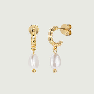 Hammered Pearl Drop Earrings