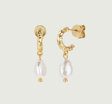 Hammered Pearl Drop Earrings