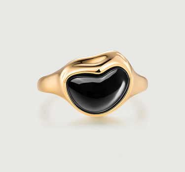 Heart Black Onyx Open Ring