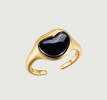 Heart Black Onyx Open Ring