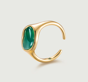  Heart Green Onyx Open Ring