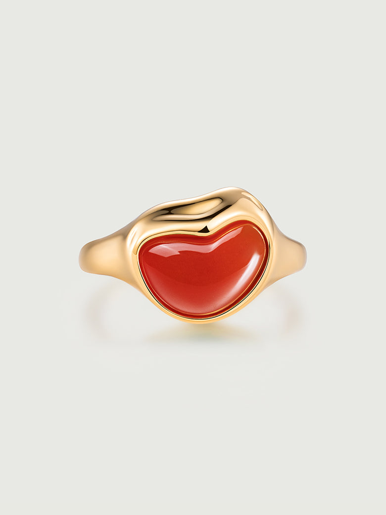 Heart Red Onyx Open Ring