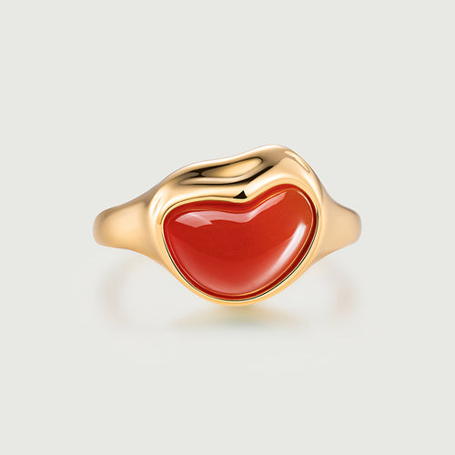 Heart Red Onyx Open Ring