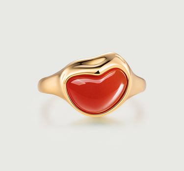 Heart Red Onyx Open Ring
