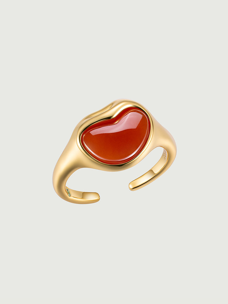 Heart Red Onyx Open Ring