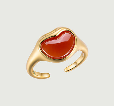 Heart Red Onyx Open Ring