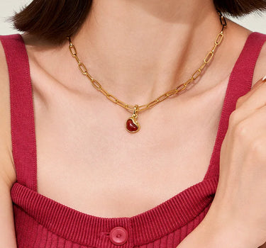 Heart Red Onyx Pendant Charm