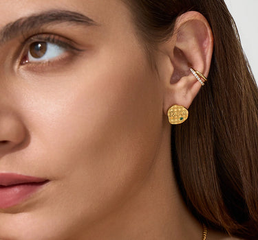 Irregular Plaid Texture Love Emerald earrings