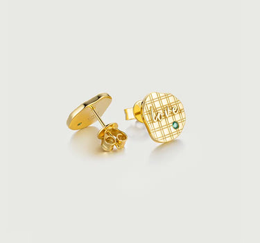Irregular Plaid Texture Love Emerald earrings
