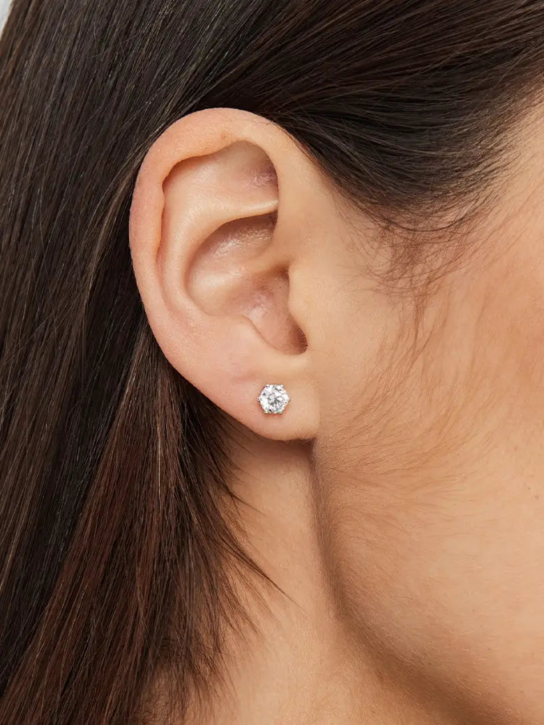 Lab Diamond Six Prong Earrings