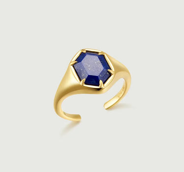 Lapis Lazuli Hexagon Signet Ring