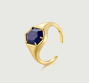 Lapis Lazuli Hexagon Signet Ring
