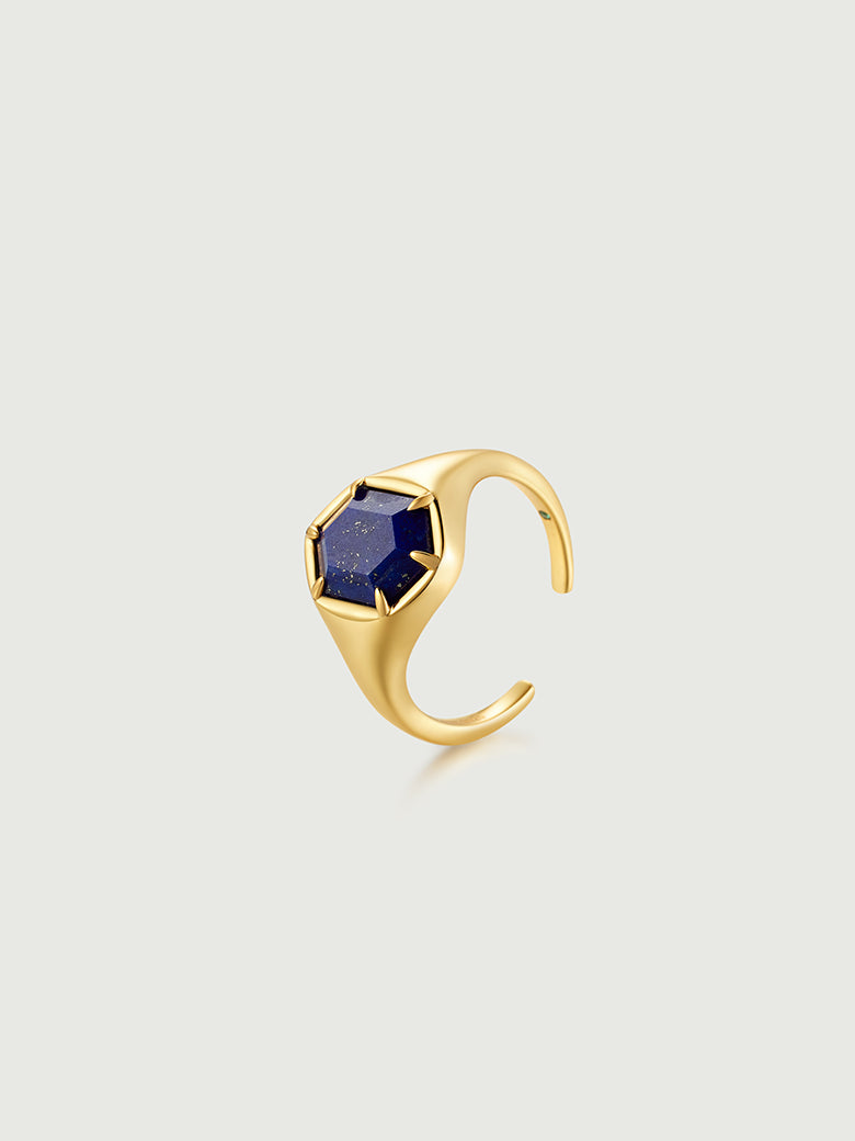 Lapis Lazuli Hexagon Signet Ring