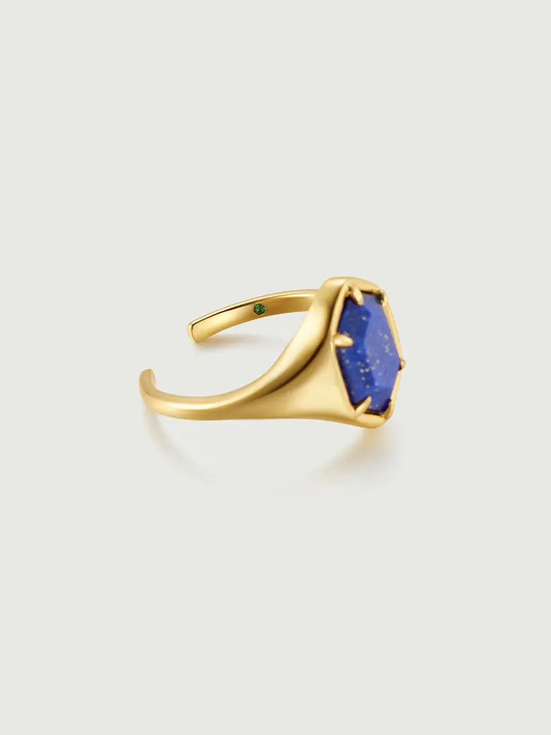 Lapis Lazuli Hexagon Signet Ring