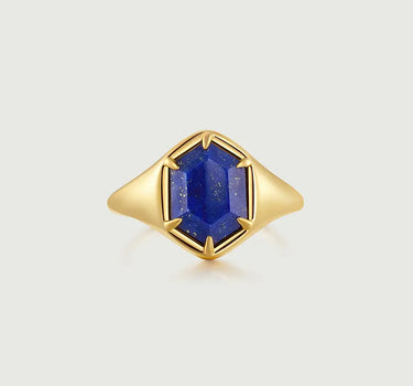 Lapis Lazuli Hexagon Signet Ring