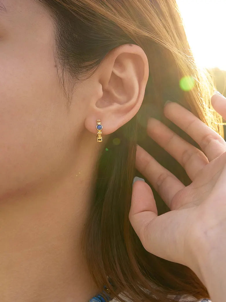 Lapis Lazuli Ridge Hoop Earrings