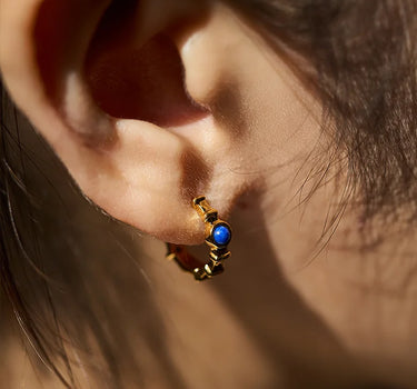 Lapis Lazuli Ridge Hoop Earrings