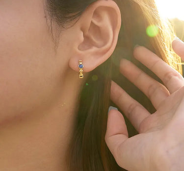 Lapis Lazuli Ridge Hoop Earrings