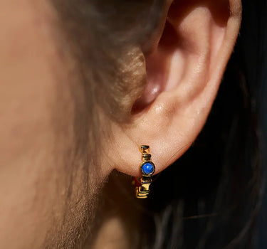 Lapis Lazuli Ridge Hoop Earrings