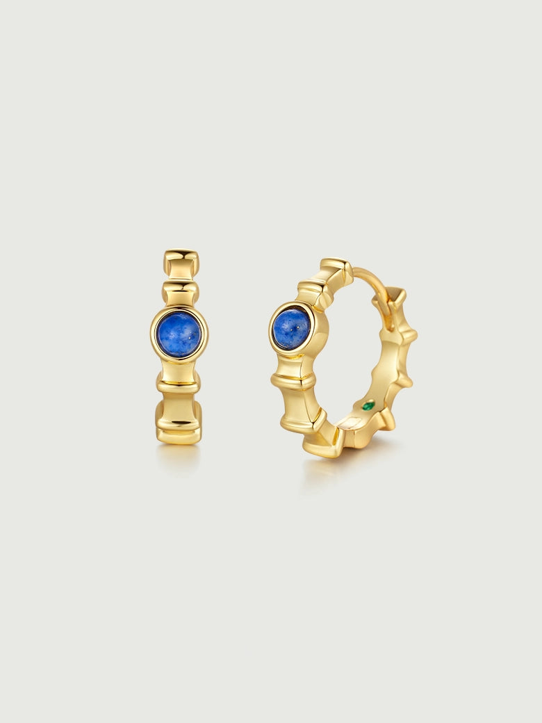 Lapis Lazuli Ridge Hoop Earrings