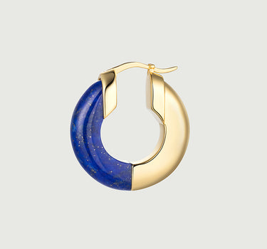 Lazurite Two-Tone Hoop Earrings