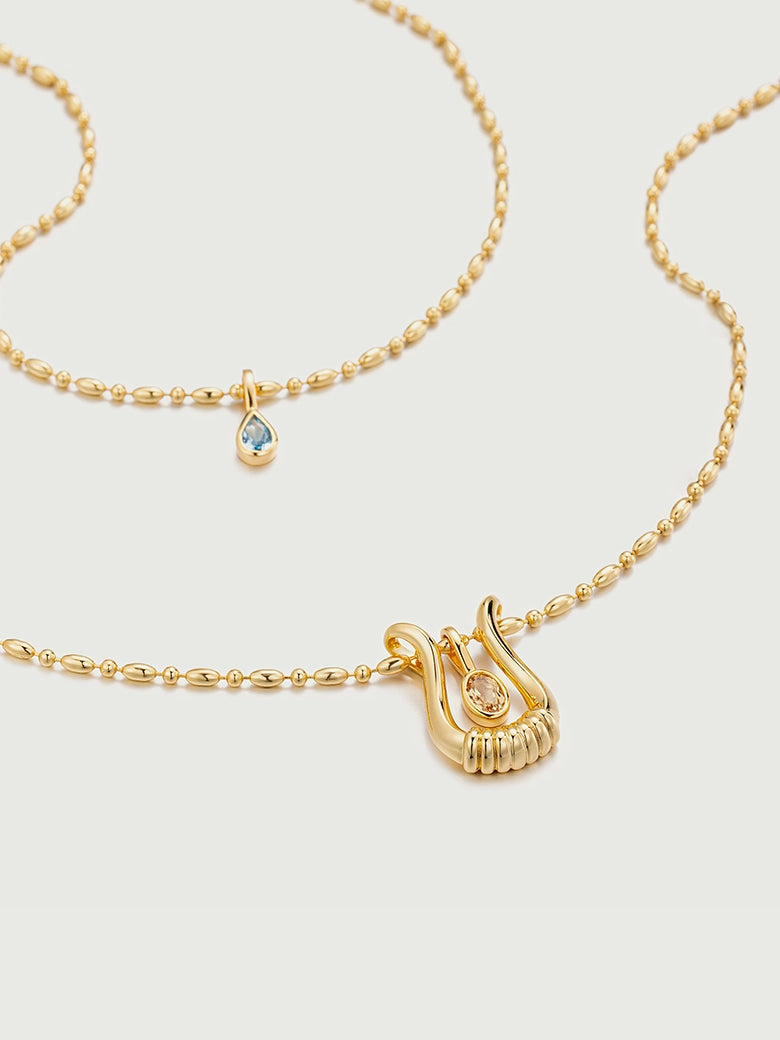 Lyre Gemstones Necklace Set
