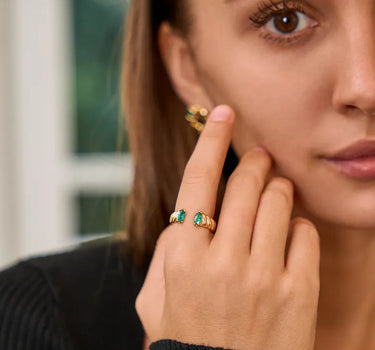 Marquise Cut Emerald Open Ring