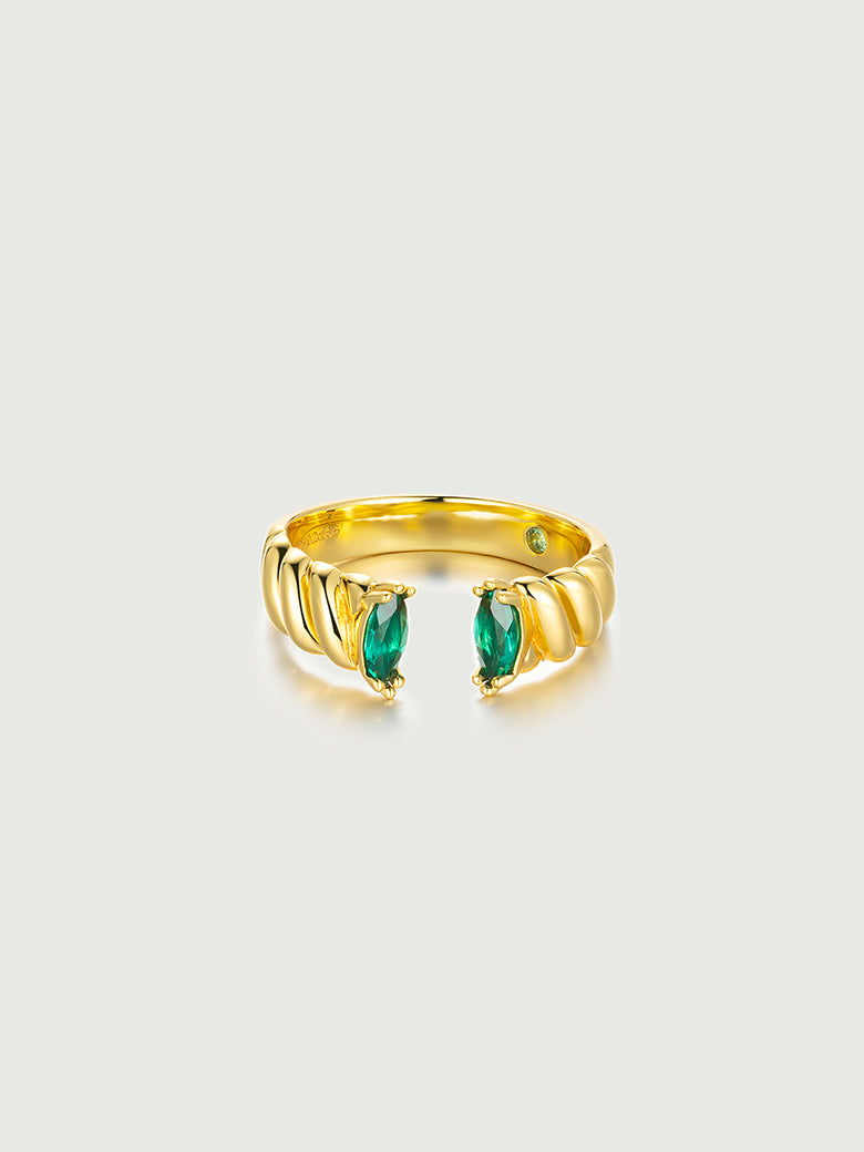 Marquise Cut Emerald Open Ring