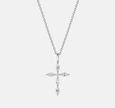 Marquise Cut Moissanite Cross Necklace-obyjewelry