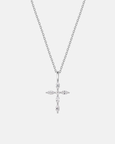 Marquise Cut Moissanite Cross Necklace-obyjewelry