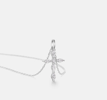 Marquise Cut Moissanite Cross Necklace-obyjewelry