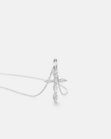 Marquise Cut Moissanite Cross Necklace-obyjewelry