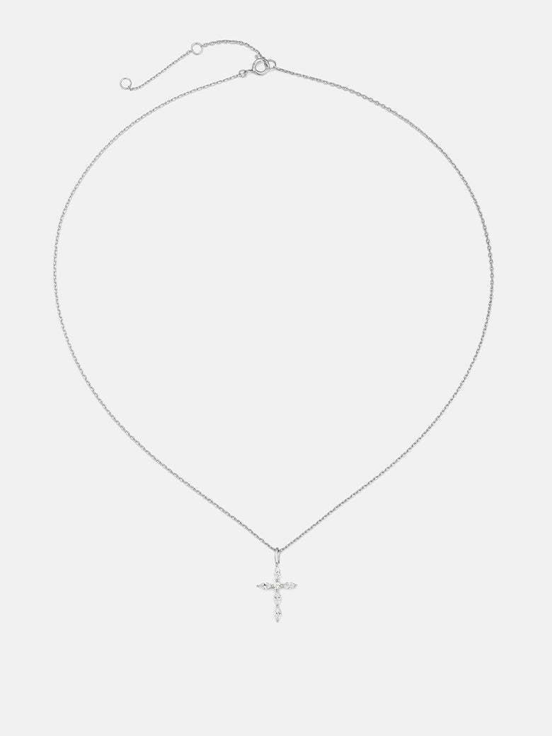 Marquise Cut Moissanite Cross Necklace