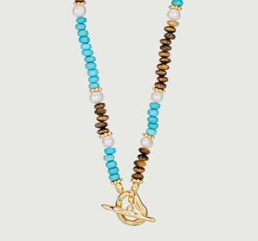  Triple Gemstone Nugget Beaded Necklace
