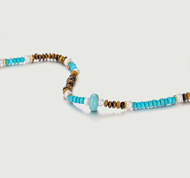  Triple Gemstone Nugget Beaded Necklace
