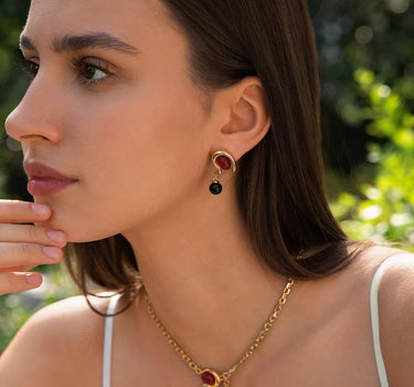 Mixed Onyx Asymmetry Earrings