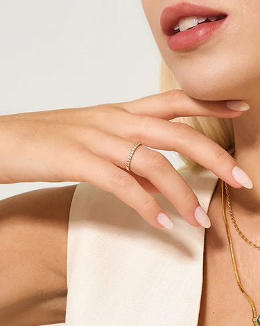 Moissanite Half Pave Ring