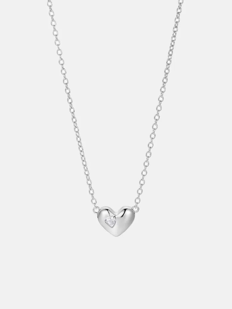 Moissanite Heart Chain Necklace-obyjewelry