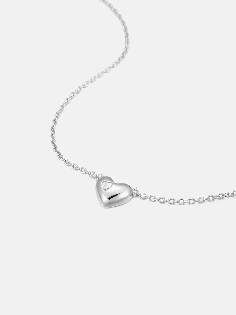 Moissanite Heart Chain Necklace-obyjewelry