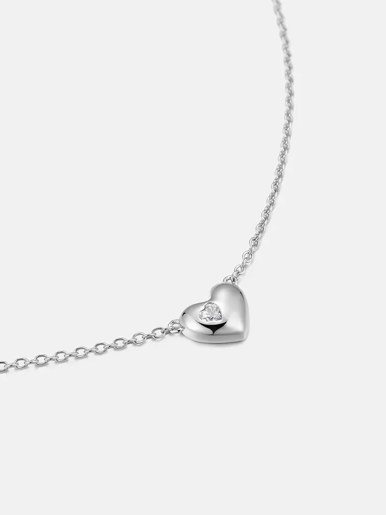 Moissanite Heart Chain Necklace-obyjewelry