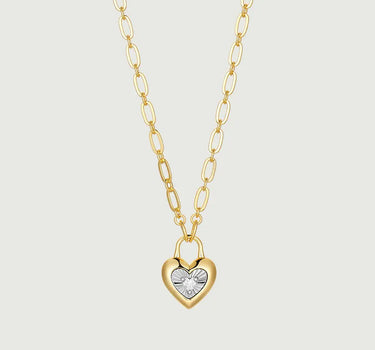 Moissanite Heart Lock Charm Necklace - obyjewelry