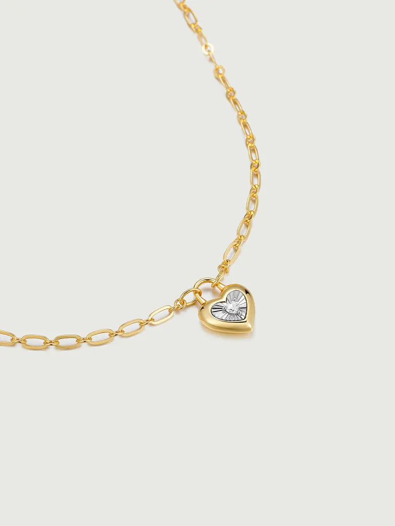 Moissanite Heart Lock Charm Necklace