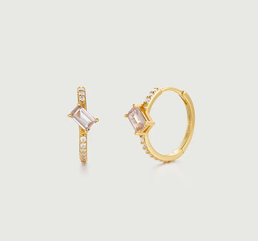 Moissanite Hoop Earrings with Morganite-obyjewelry