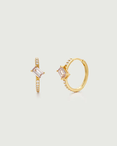 Moissanite Hoop Earrings with Morganite-obyjewelry