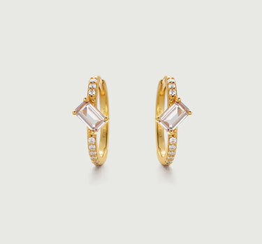 Moissanite Hoop Earrings with Morganite-obyjewelry