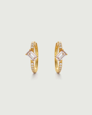 Moissanite Hoop Earrings with Morganite-obyjewelry