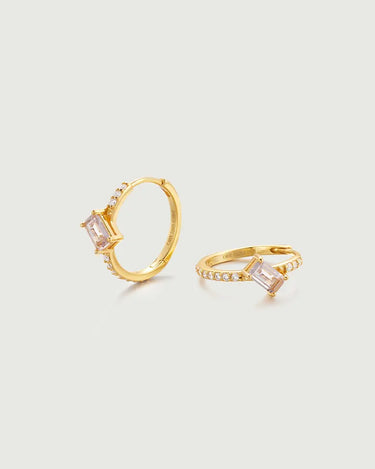 Moissanite Hoop Earrings with Morganite-obyjewelry