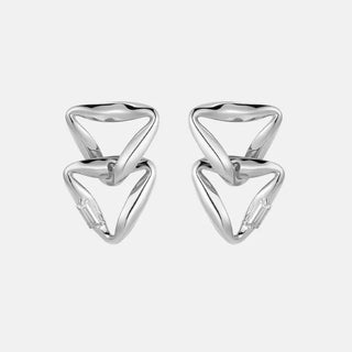 Moissanite Overlapped Silver Triangle Earrings