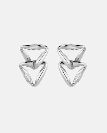 Moissanite Overlapped Silver Triangle Earrings-obyjewelry