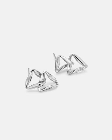 Moissanite Overlapped Silver Triangle Earrings-obyjewelry